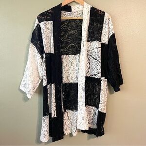 Vintage Black & White Checkered Lace Jacket